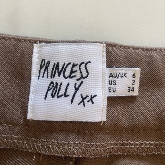Princess Polly Archer Pant Lower Impact Wide leg Pleated Front Size 2 Brown - Picture 6 of 7